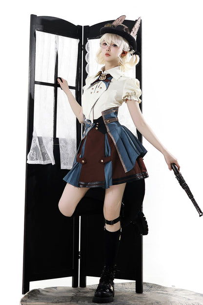 【予約商品】英国風カレッジシャツ+スカート+ベルト