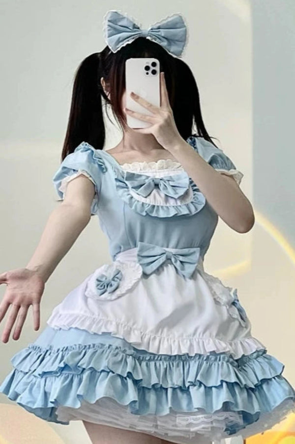 パウダーブルーアリスメイドドレスセット