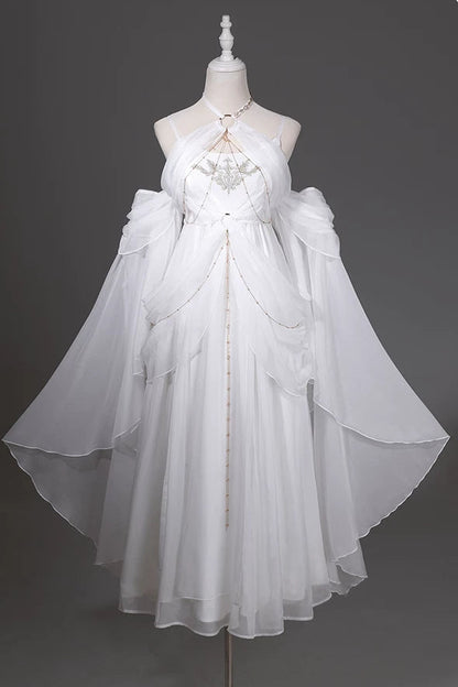 [Vorbestellschluss 14. Juli] Griechische-Göttin-Fantasy-Kleid mit Neckholder und Schalärmeln