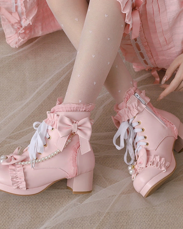 Pearl Ribbon Sweet Lolita Boot