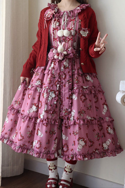 [Pre-order Deadline: January 31] Forest Berry Rabbit Series Daily Puff Sleeve Dress