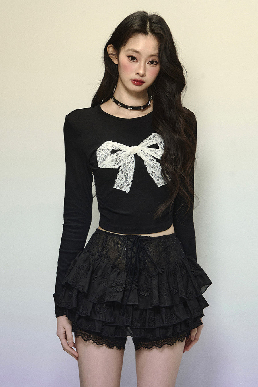 Lace Big Bow Cropped Top