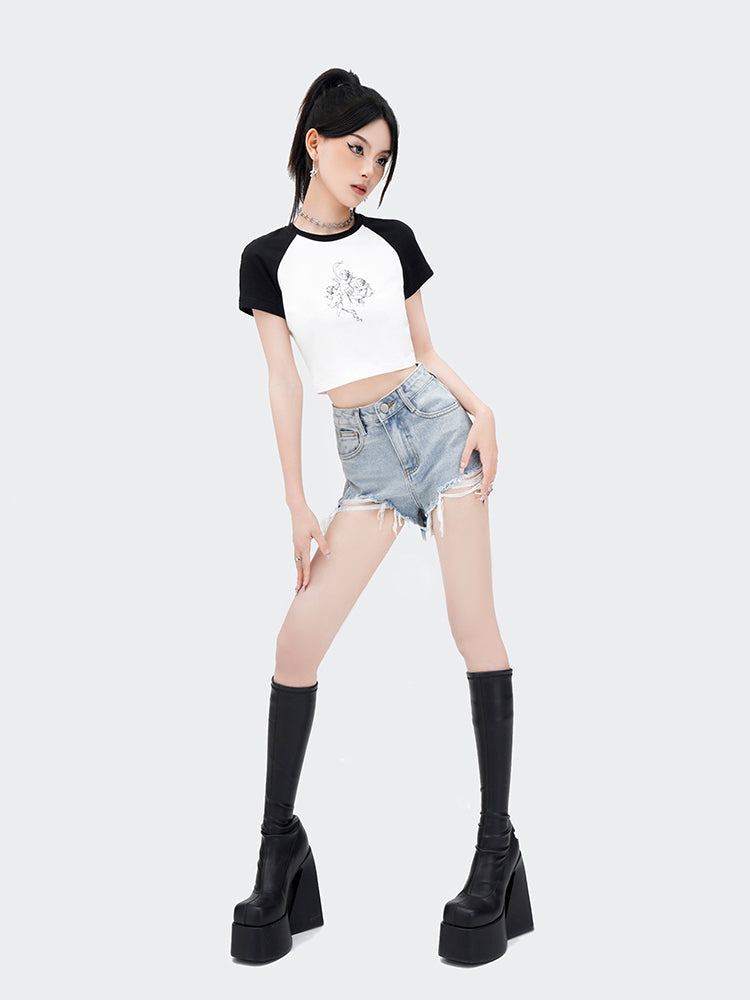 Angel Raglan Cropped T-Shirt