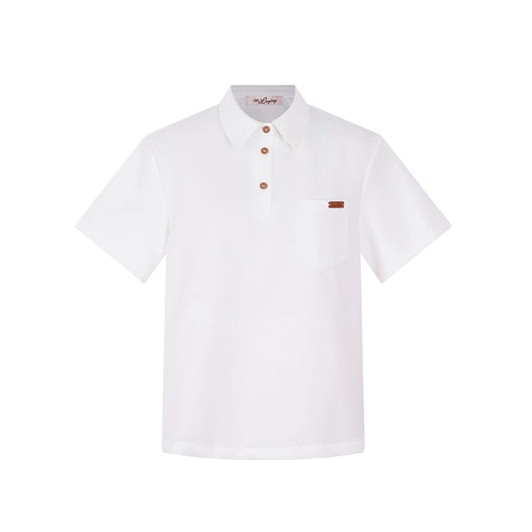 カレッジポロカラーシャツ＋ストライプシャツ＋プリーツショートスカート＋ベーシックロングスカート