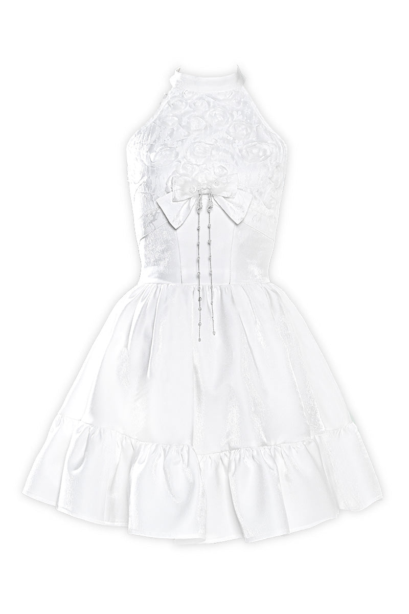 Fairy Pure White Neck Dress