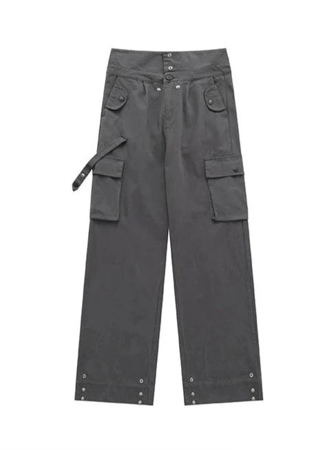 American Retro Flap Waist Straight Cargo Pants
