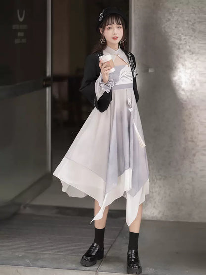 China Embroidery Irregular Dress + Jacket