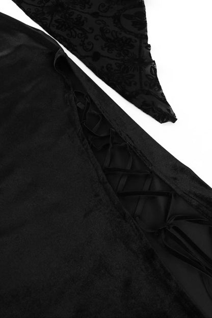 Vintage Gothic Slit Suede Dress