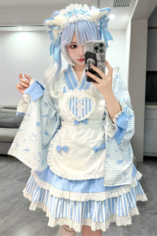 メディカル和風メイドストライプロリータ