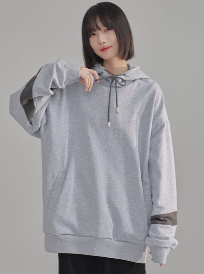 Stitching Contrast Color Hooded Sweatshirt