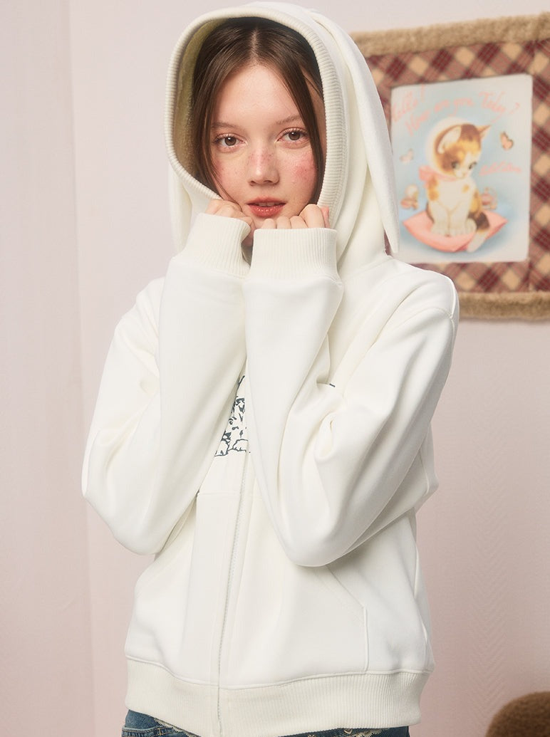 Oversized rabbit hooded parka