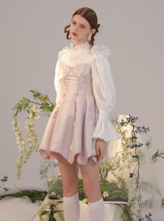 Wild Rose Puff Skirt Straps Lace + Short Top