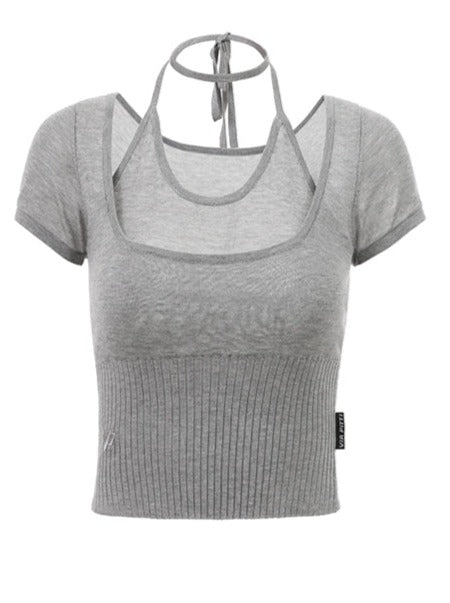 フェイクツーピーステンセルスリムトップス