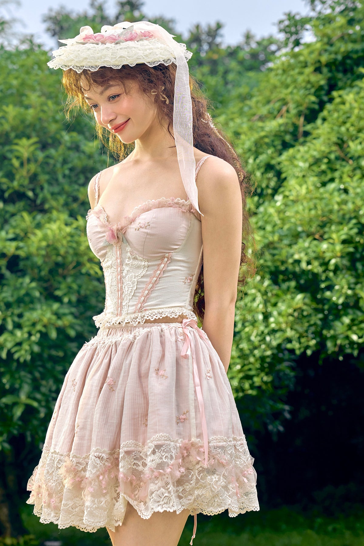 Sweet Waltz Flower Camisole With 2-Way Fishbone Skirt