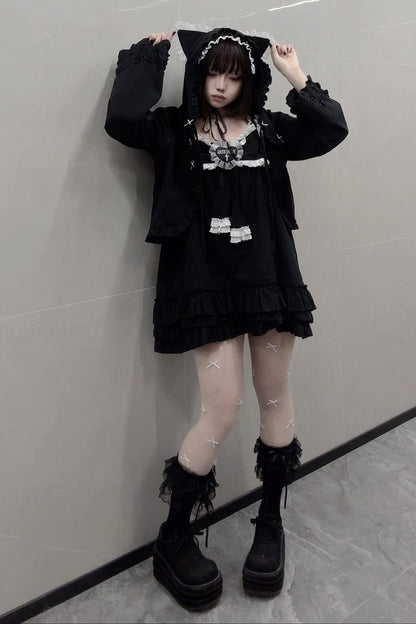 Vestido camisero de muñeca con corazón cruzado