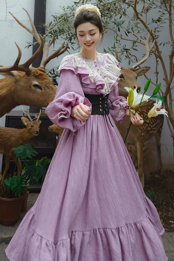 Retro Princess Morning Mist Ruffle Dress