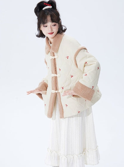 Cherry Retro Boa Cotton Jacket