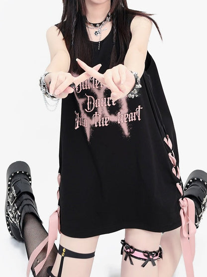 Butterfly Dark Long Sleeveless Top