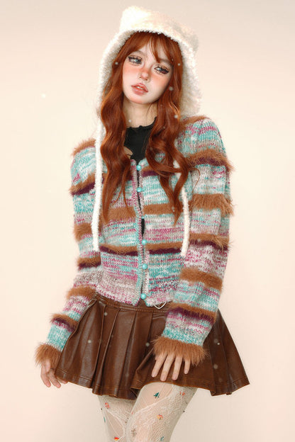 Tie Dai Knit Nave Color Cardigan