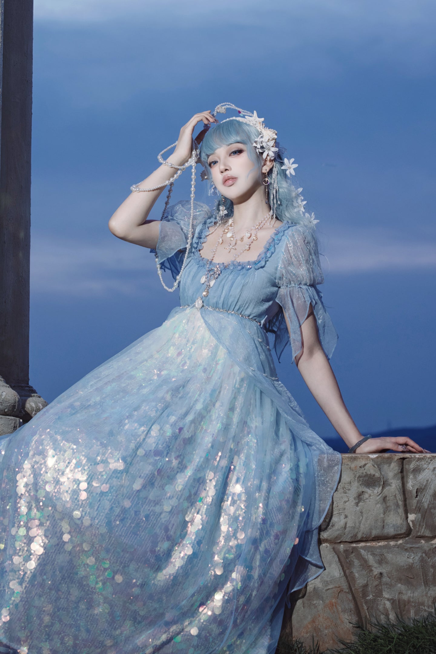Mermaid Shining Blue Dress