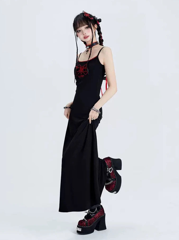 Sweet Spicy Ribbon Suspender Little Black Dress