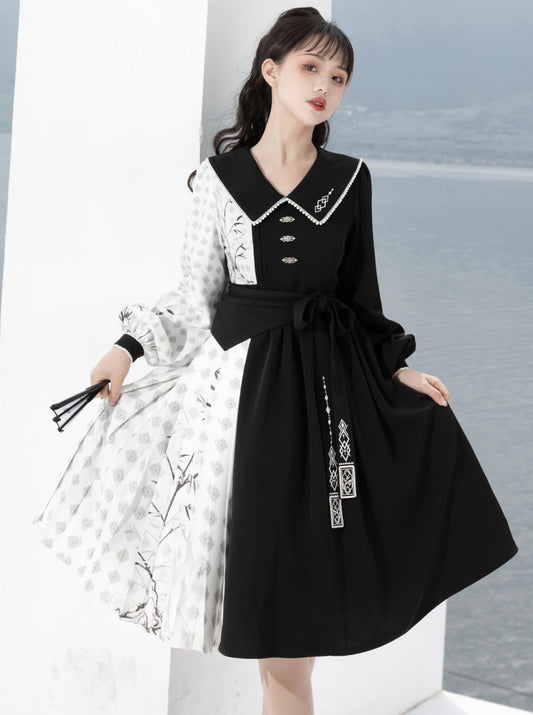 Asymmetrical design china dress