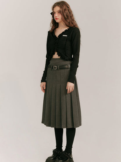 Gray Warm Gray Pleated Skirt