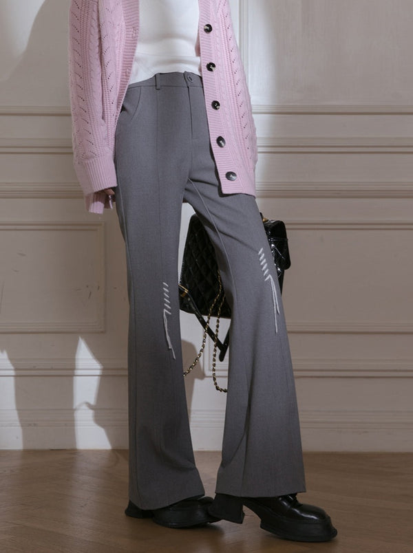 Slim Leg Gray Low West Pants