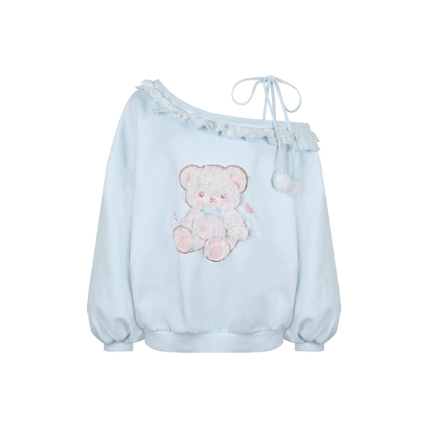 One-shoulder ice-colored top + shorts