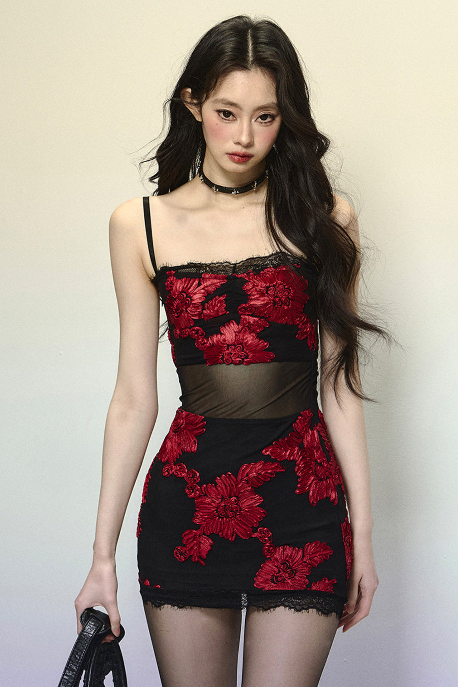 Dark Flower Tight Camisole Dress