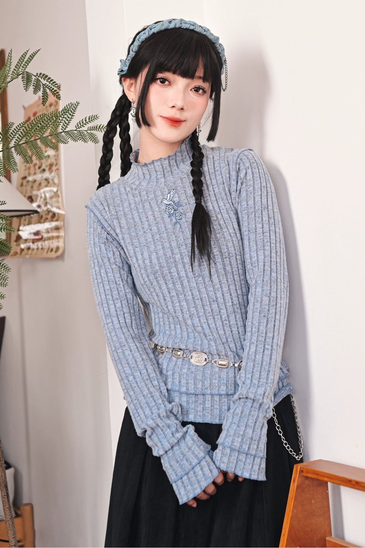 Ribbed Turtleneck Tops