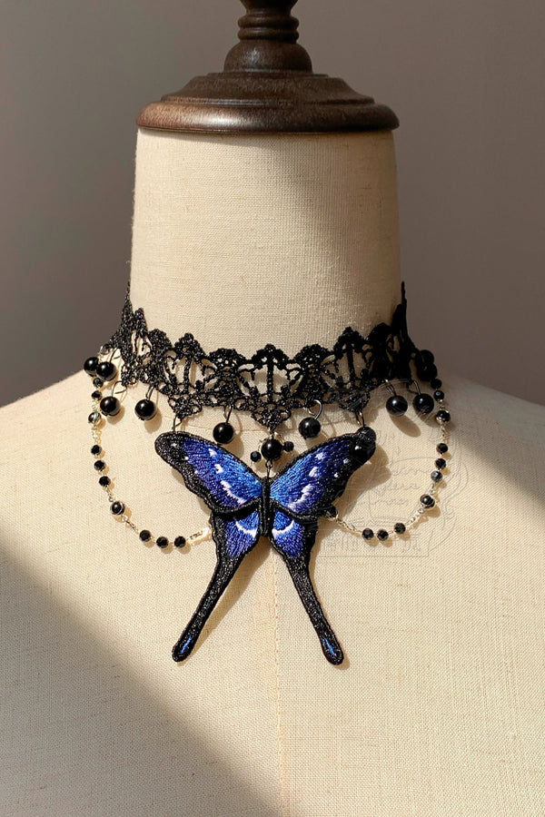 [Pre-order Deadline: October 5] Red/Blue Elegant Gothic Series Accessories (Choker/Butterfly Brooch Set/Headband Kc/Shawl/Waist Chain/Back Ribbon Train/Floral Lace Gloves)