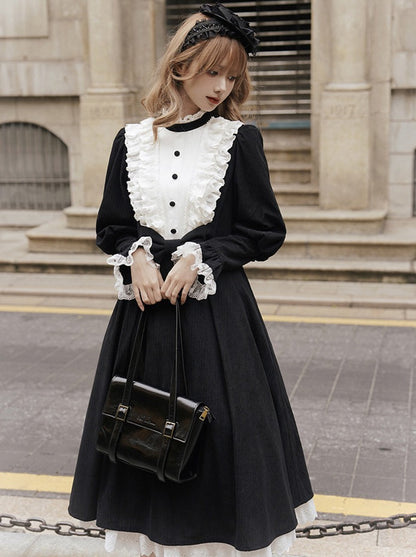 Volume Gothic Maid Lolita Dress + Ribbon