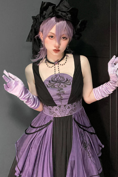 Witch Dark Cherry Love Lolita Dress + Necklace + Chain + Wrist Sleeve