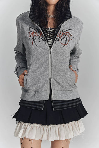 ボーダーフードタイトパーカー