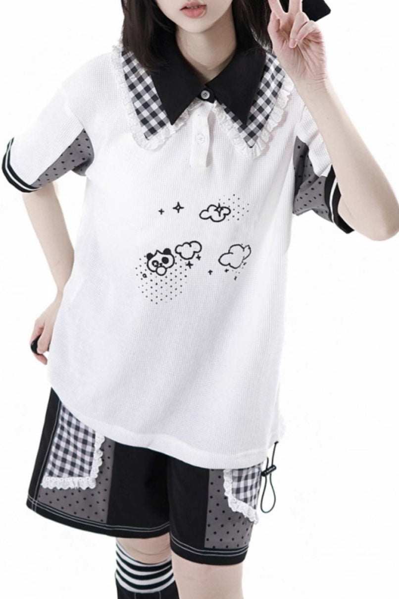 サブカルカップルトップス＋フードトップス＋スカート＋ハーフパンツ＋レッグウォーマー