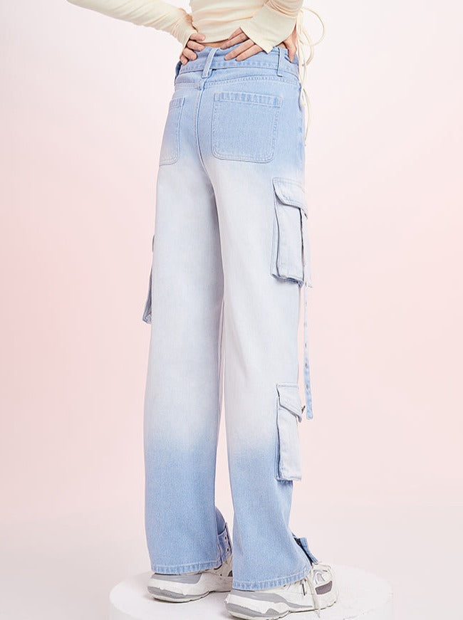 Blue Gradation Straight Jeans Pants