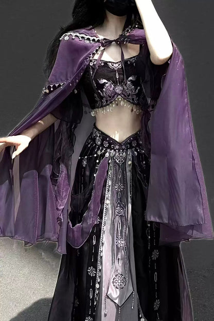 エキゾチックフードマント+チューブトップス+スカート