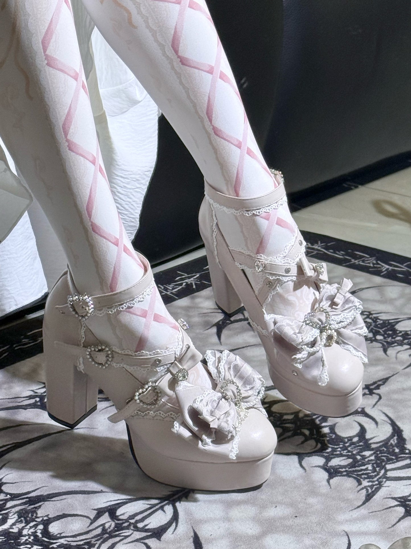 【12月12日予約締切】ジェムストーンパールリボンロリータハイヒール