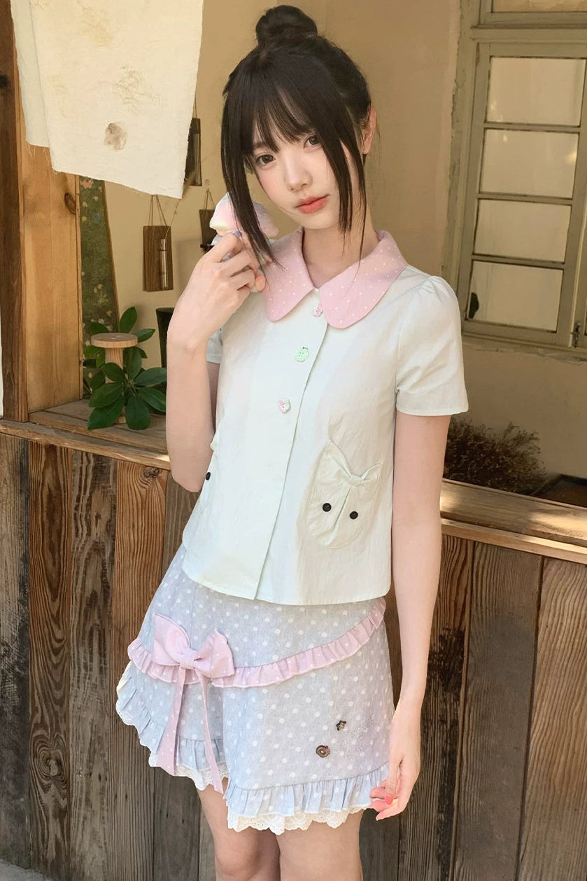 Green Apple Polka Dot Top + Skirt