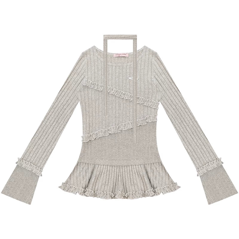 Irregular Ruffle Knit Top