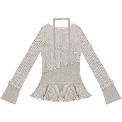 Irregular Ruffle Knit Top