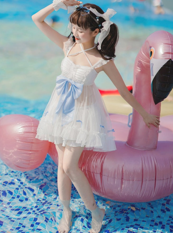 (Spot) 미지의 별 새로운 바다 달 인어 지 스플릿 원피스 수영복 여성 여름 로리타 드레스