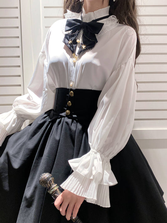 2023 New Japanese Soft Girl Retro Gothic Style Shirt Irregular Tunic Mesh SK Skirt Set Women's Autumn Dress