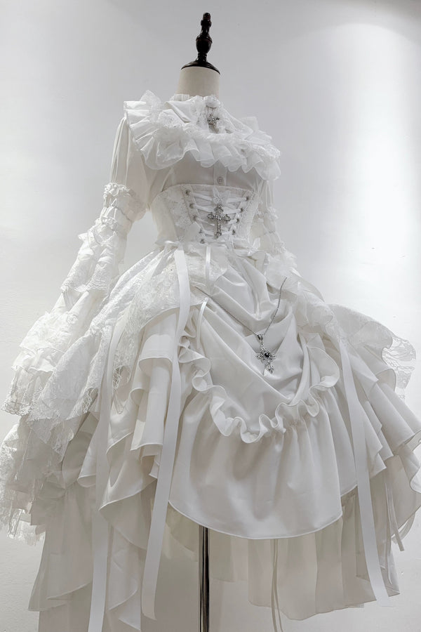 Gothic Super Gorgeous Zizi Sleeve Lolita Shirt + Ruffled Skirt + Hat