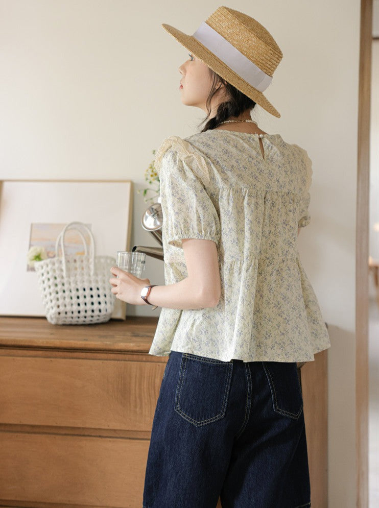 French floral bubble chic shirt