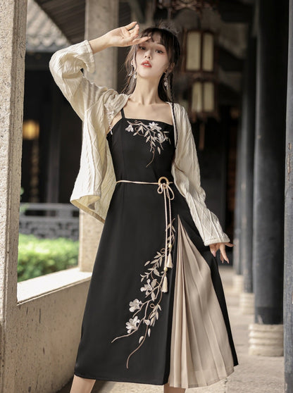 Flower china suspender dress + china outerwear