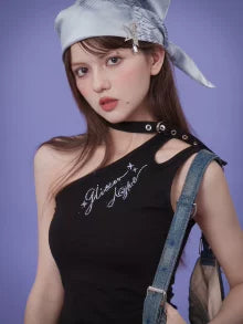 SagiDolls Girl's Fighting Spirit Original Y2K Hot Diamond Printed Bandana Multi-purpose Square Scarf Sweet and Cool Babes
