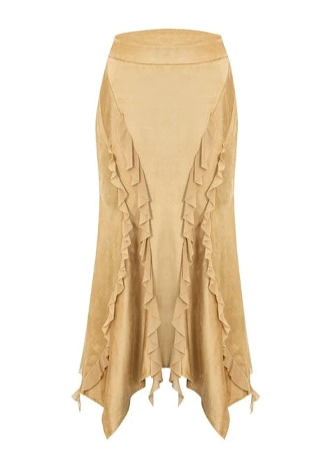 Maillard Suede A-Line High Waist Fishtail Skirt