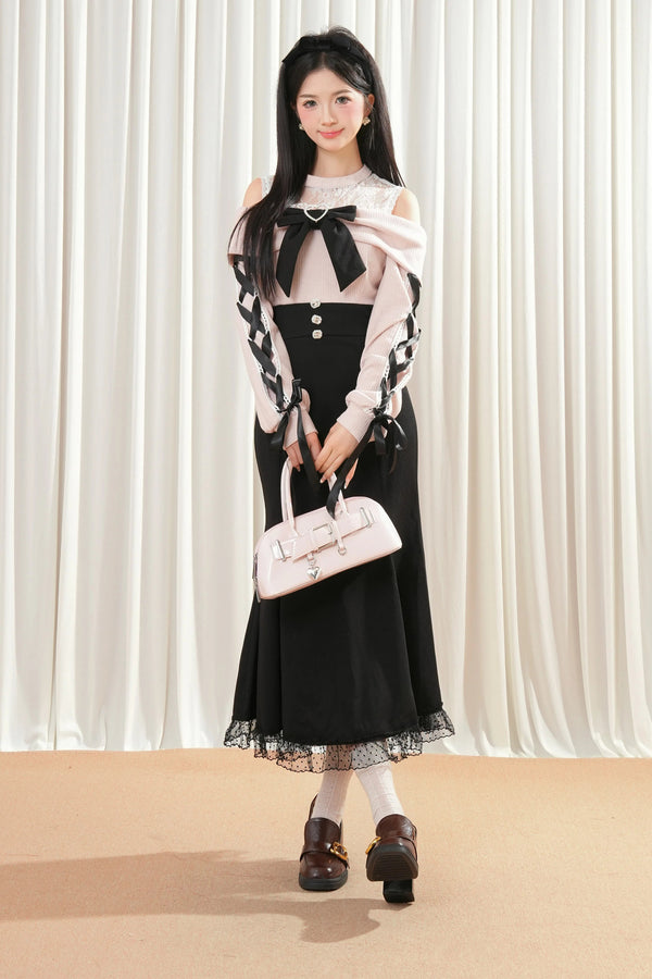 リボンマーメイドレースアップドレス